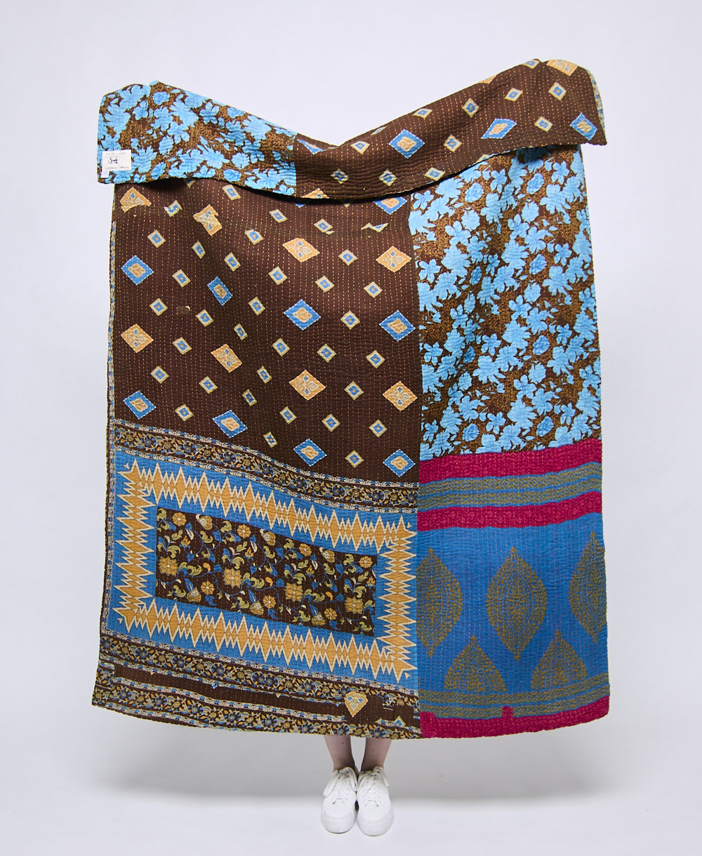 Artisan made kantha quilt throw  