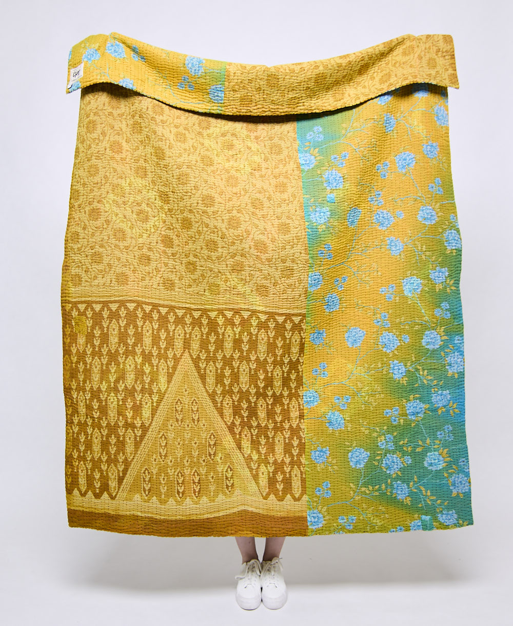 Artisan made kantha quilt throw  