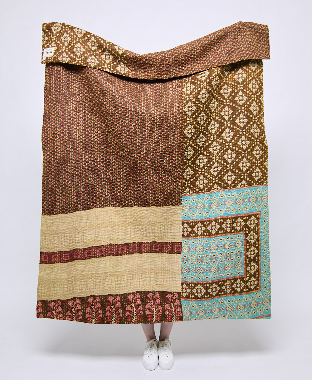 Artisan made kantha quilt throw  