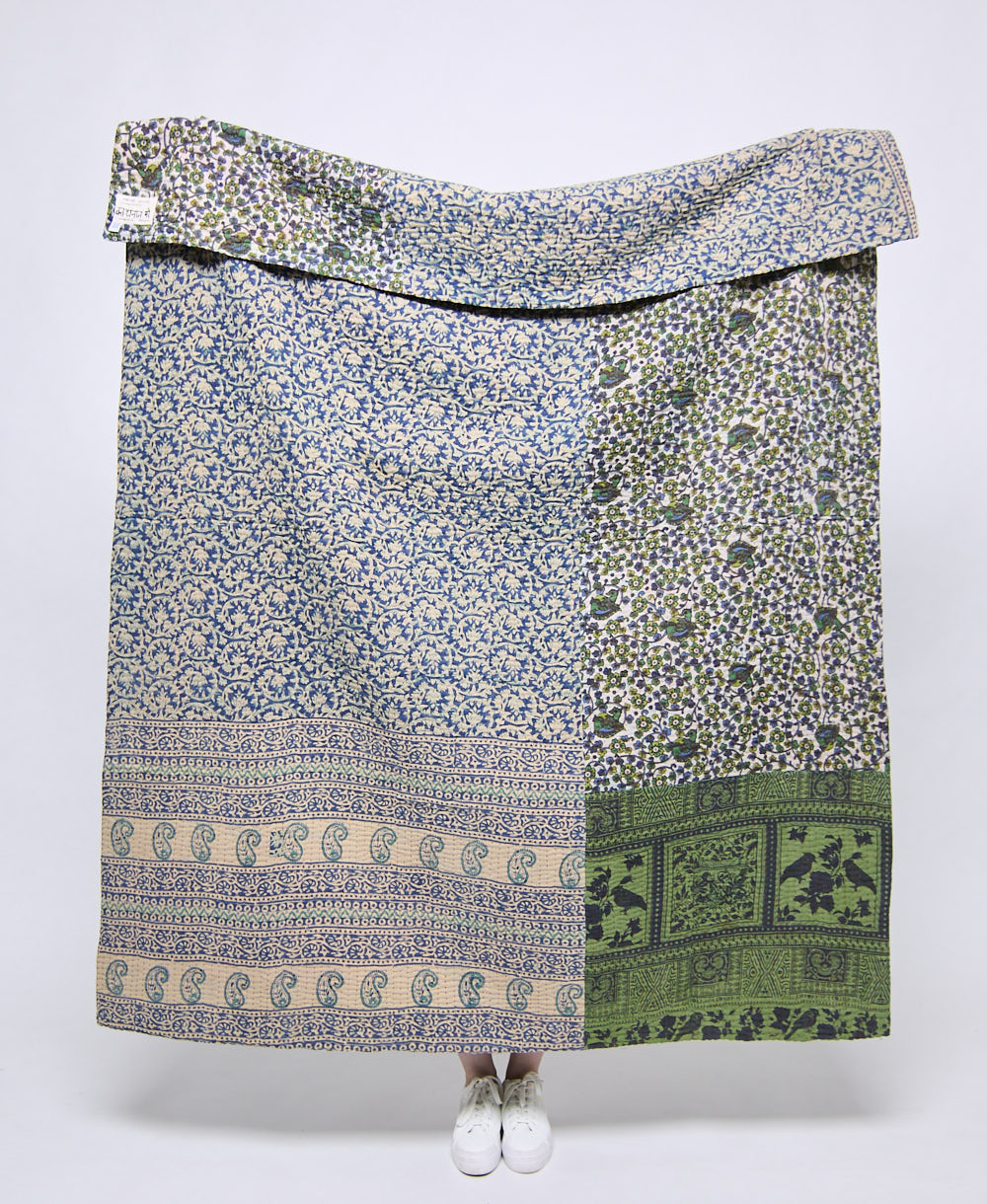 Artisan made kantha quilt throw  