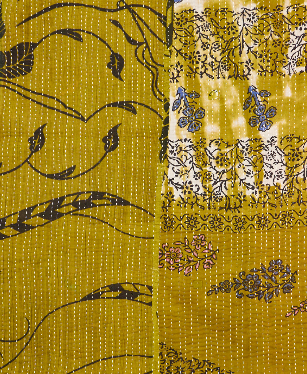 Kantha quilt throw made of recycled vintage saris