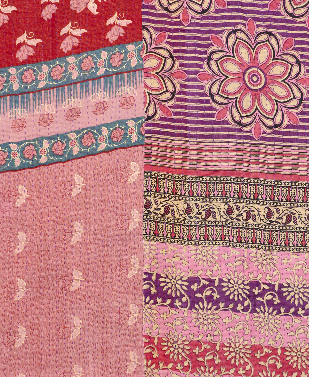 Kantha quilt throw made of recycled vintage saris