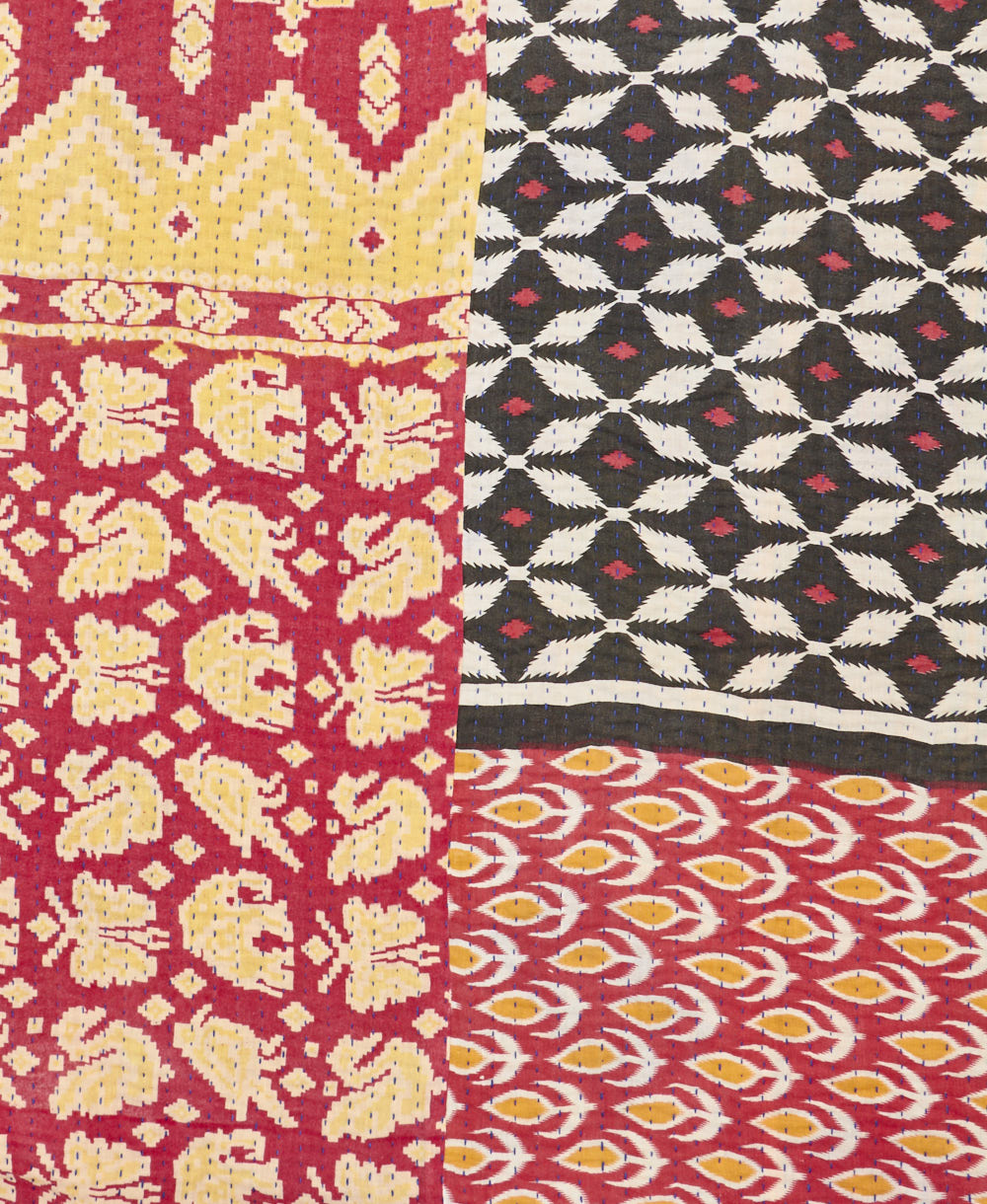 Kantha quilt throw made of recycled vintage saris