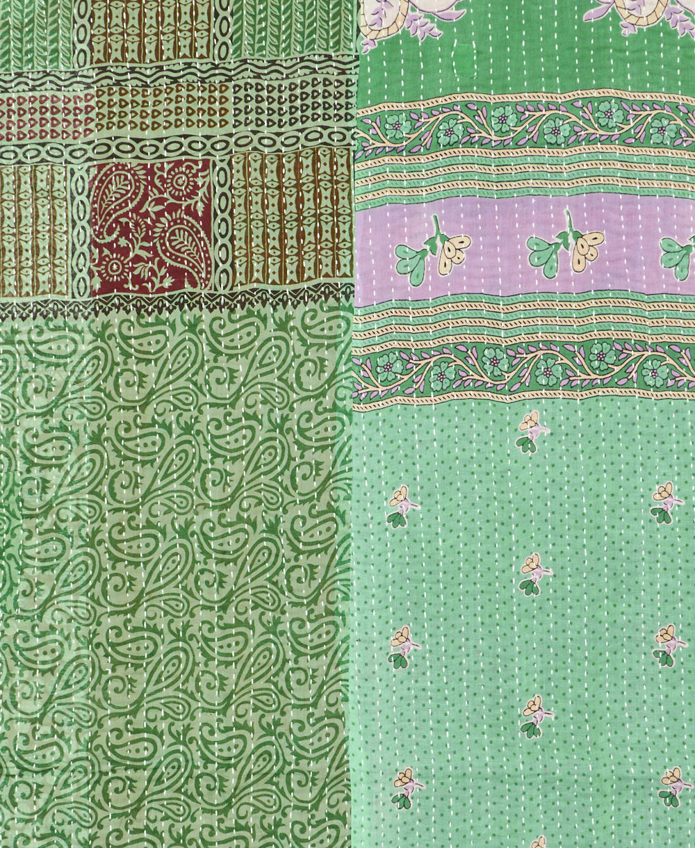 Kantha quilt throw made of recycled vintage saris
