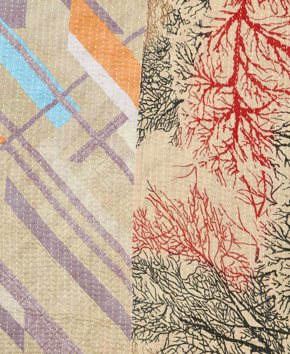 Kantha quilt throw made of recycled vintage saris