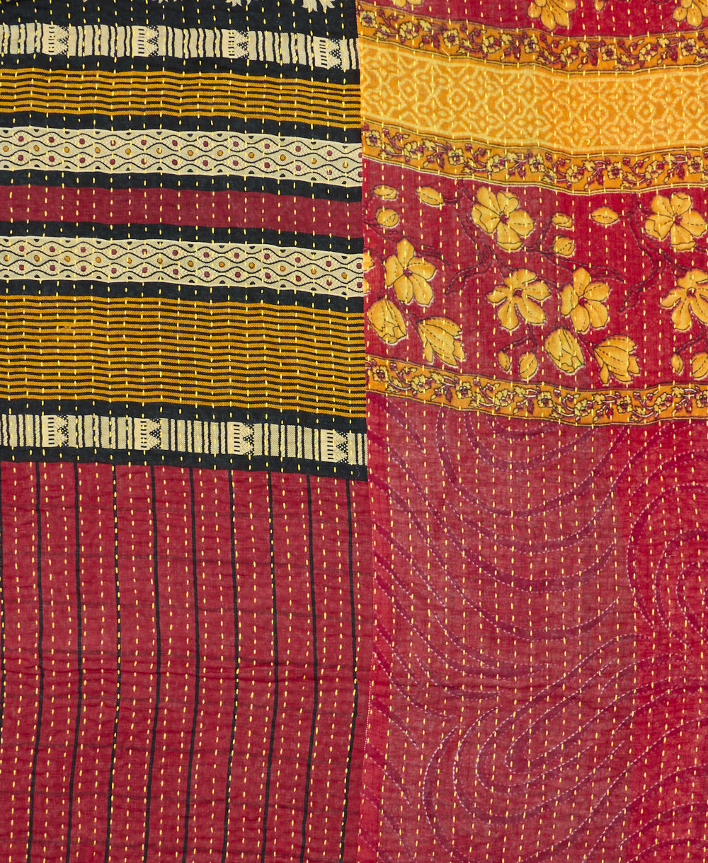 Kantha quilt throw made of recycled vintage saris