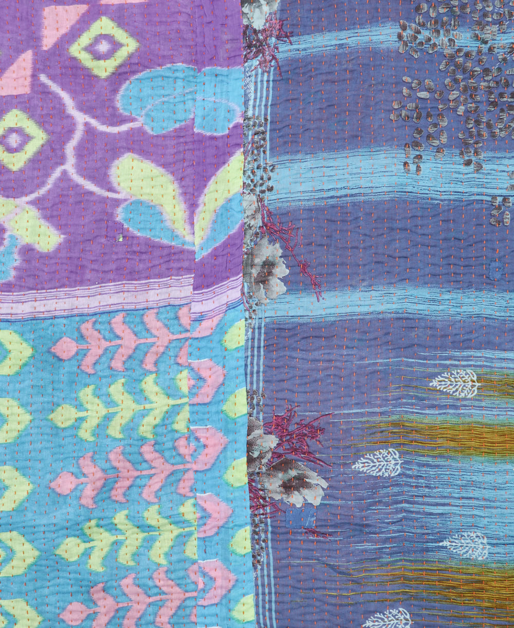 Kantha quilt throw made of recycled vintage saris