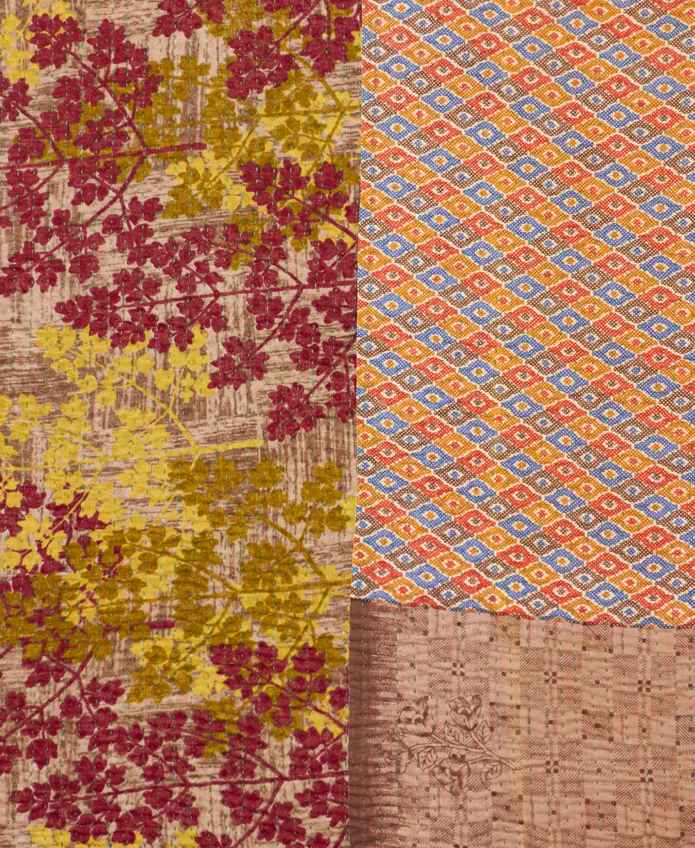 Kantha quilt throw made of recycled vintage saris