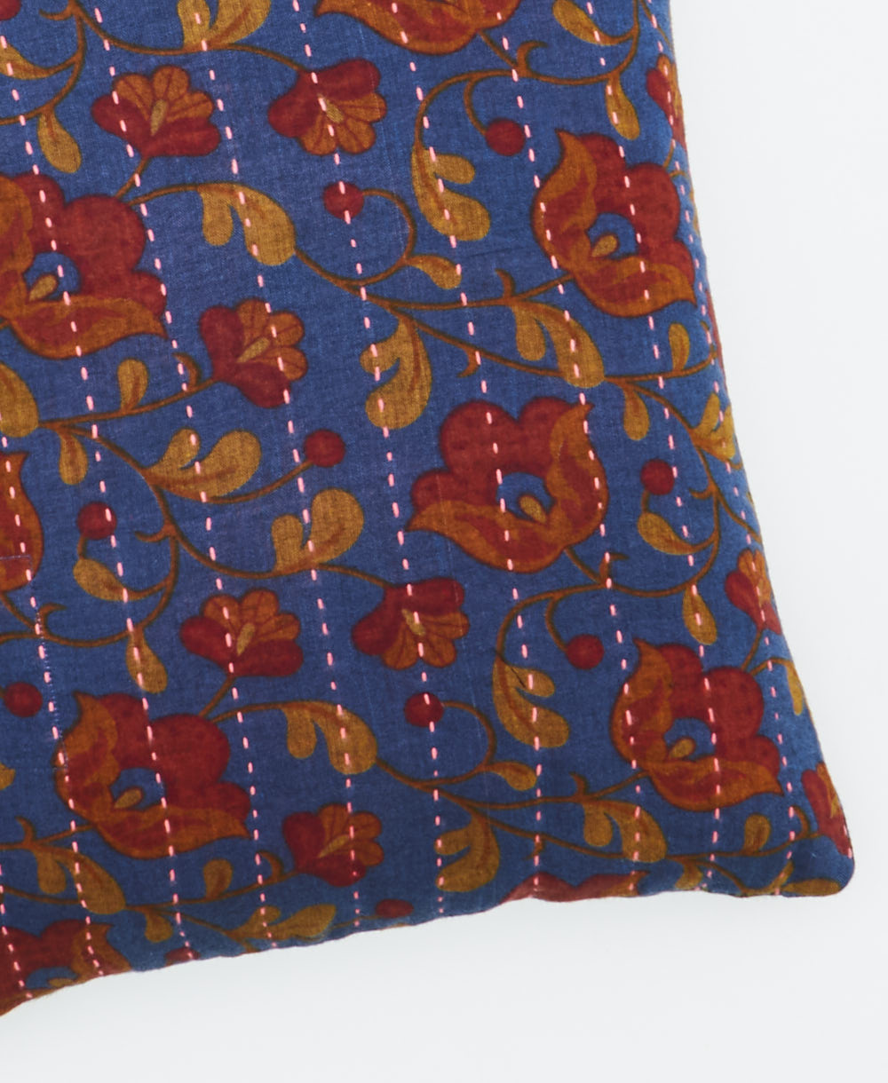 kantha embroidery on small throw pillow