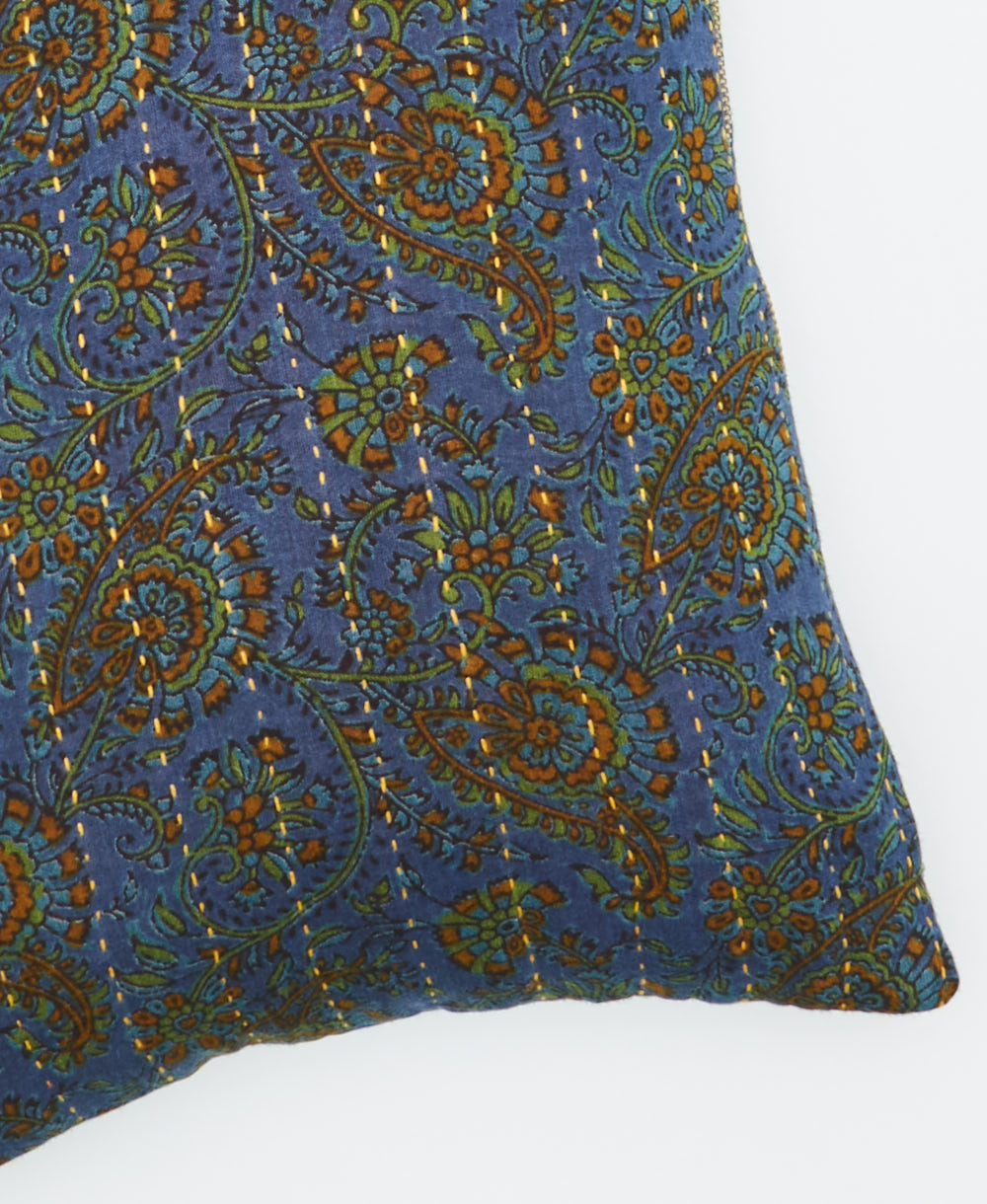 kantha embroidery on small throw pillow