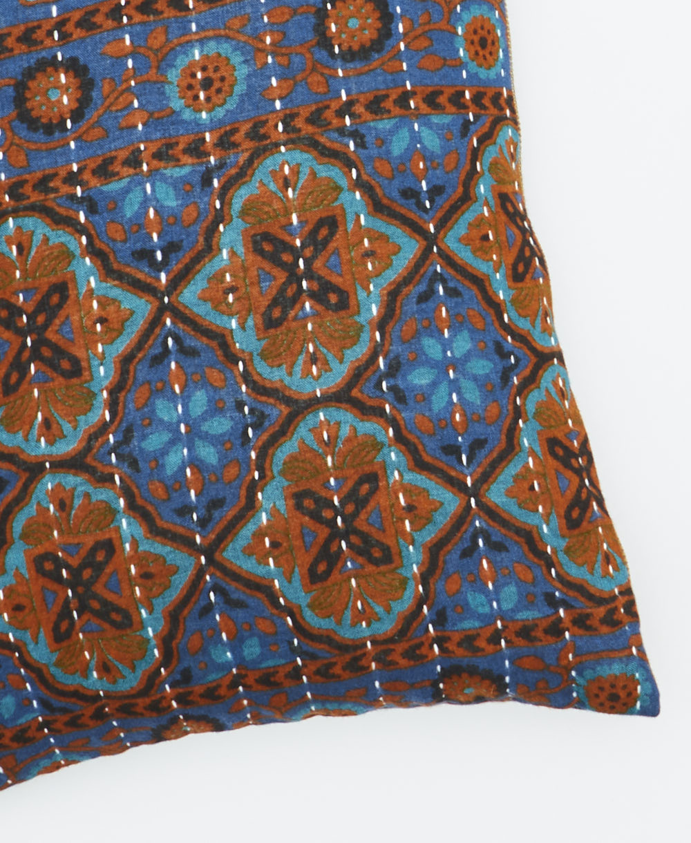 kantha embroidery on small throw pillow