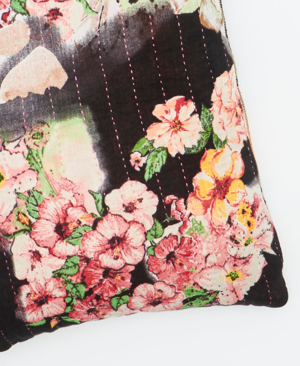 kantha embroidery on small throw pillow