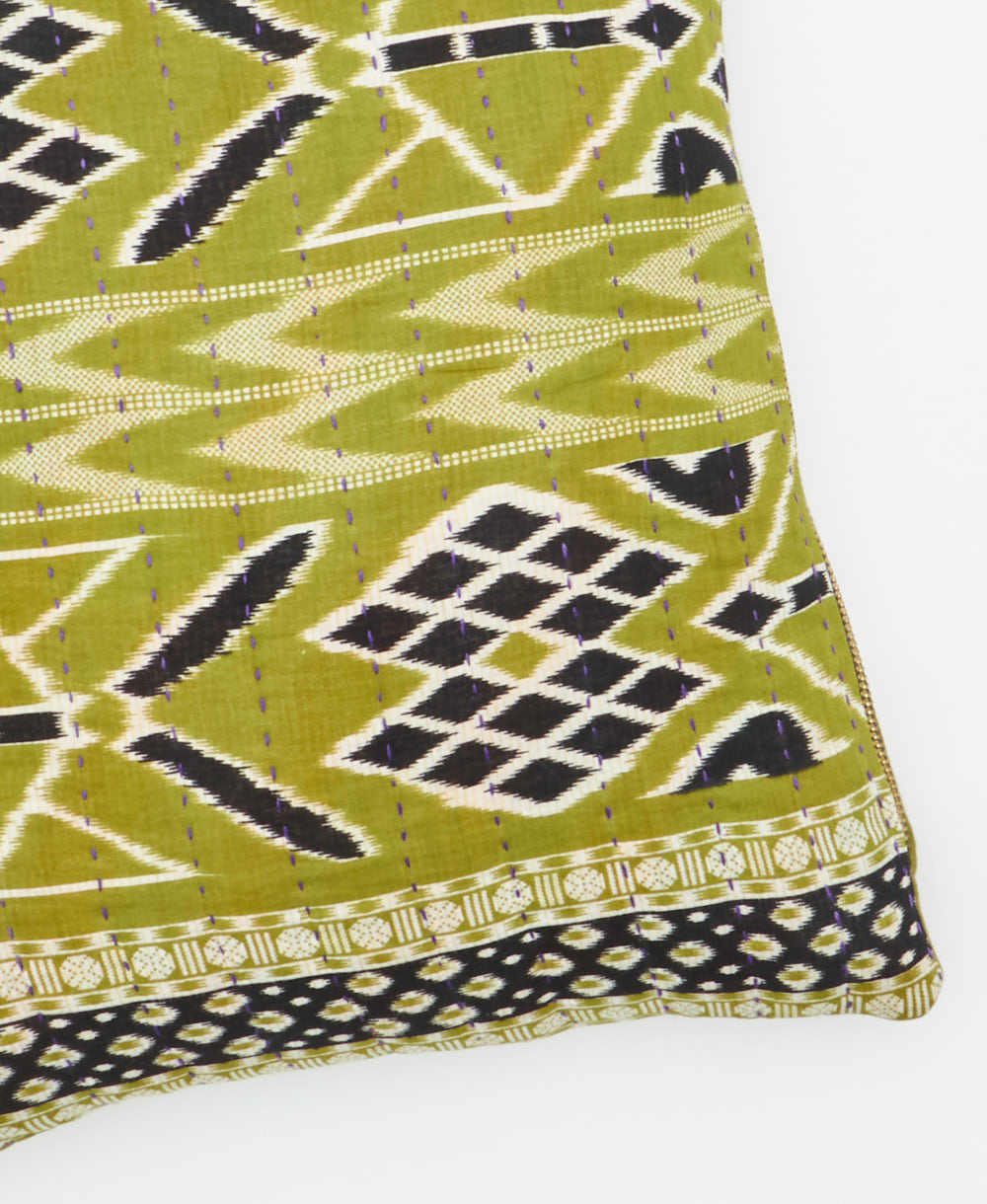 kantha embroidery on small throw pillow