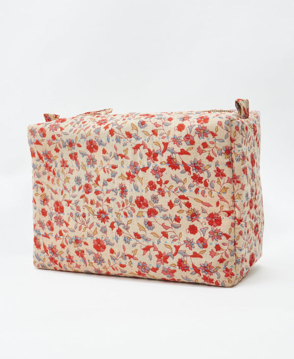  Eco-friendly handmade red and blue floral vintage kantha toiletry bag