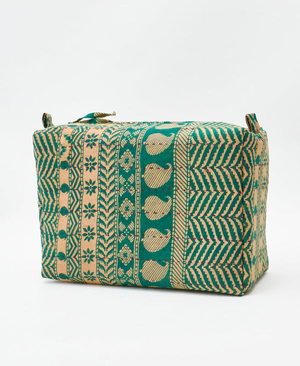 Eco-friendly handmade green traditional  vintage kantha toiletry bag