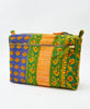 One-of-a-kind bold striped floral kantha toiletry bag made
using recycled cotton saris