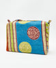Eco-friendly handmade blue geometric vintage kantha toiletry bag