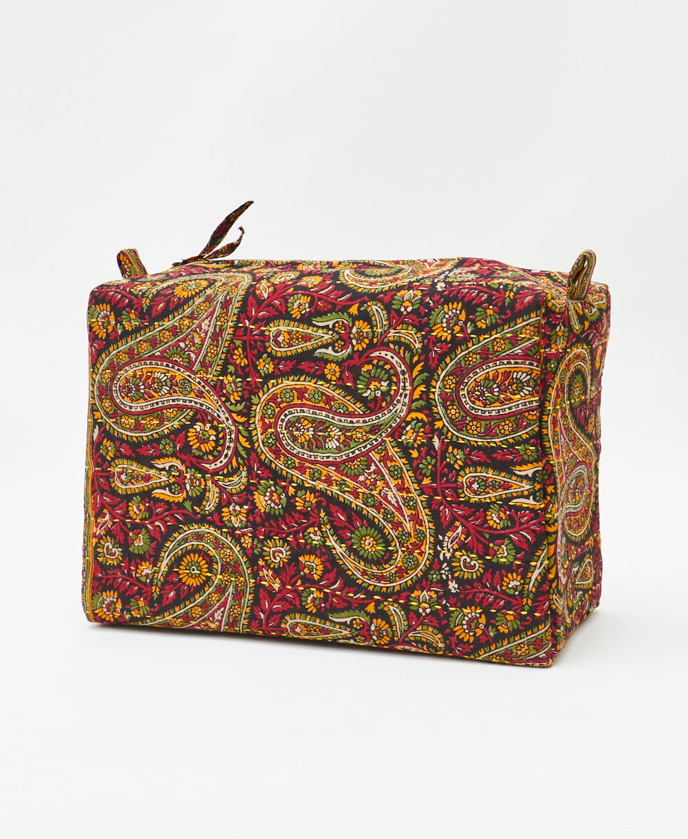 Eco-friendly handmade bold paisley vintage kantha toiletry bag