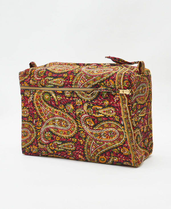 One-of-a-kind bold paisley kantha toiletry bag made
using recycled cotton saris