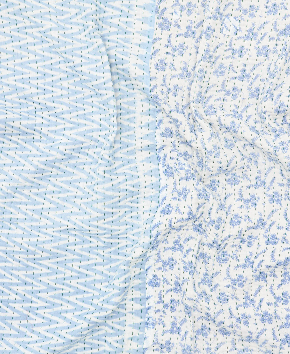 kantha blanket with kantha stitching