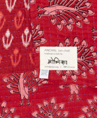 small kantha blanketwith signature of the maker on the tag