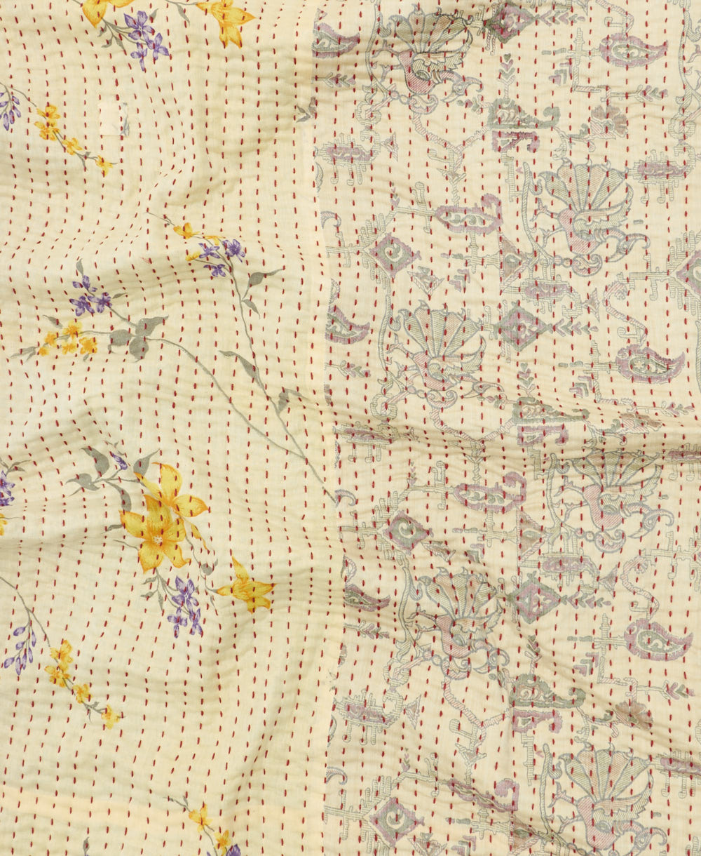 kantha blanket with kantha stitching