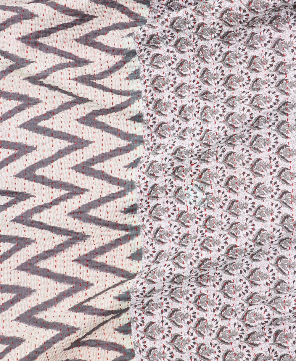 kantha blanket with kantha stitching
