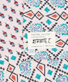 small kantha blanketwith signature of the maker on the tag