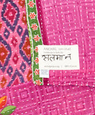 small kantha blanketwith signature of the maker on the tag