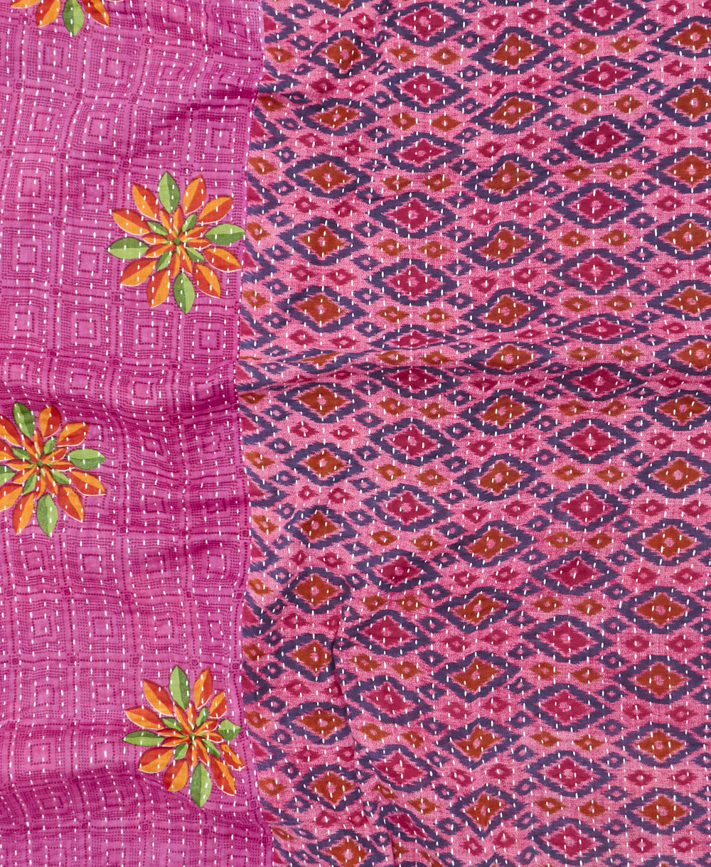 kantha blanket with kantha stitching
