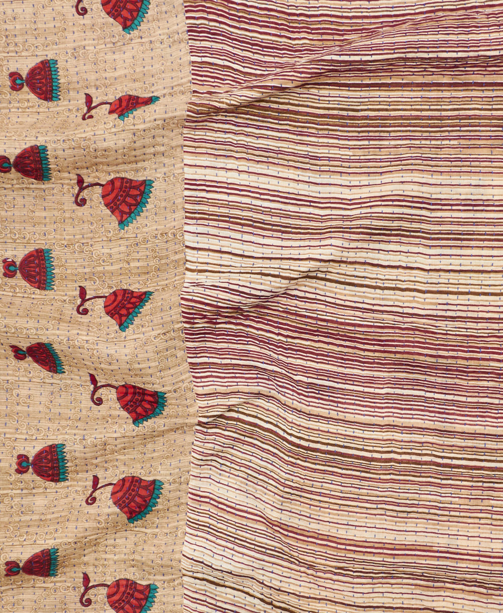 kantha blanket with kantha stitching