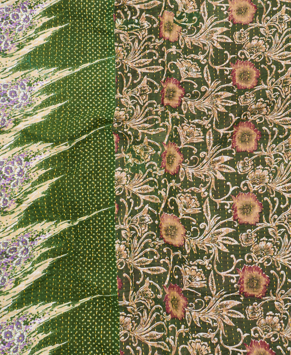 kantha blanket with kantha stitching