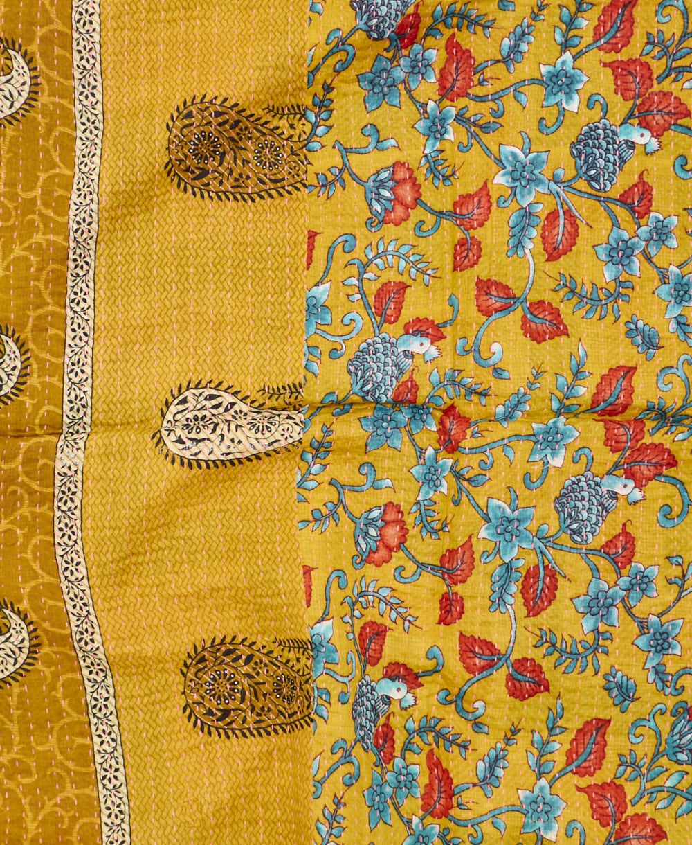 kantha blanket with kantha stitching