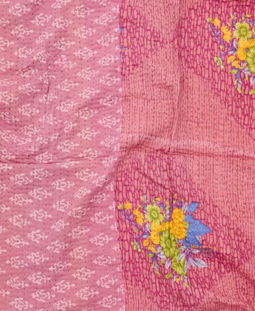 kantha blanket with kantha stitching