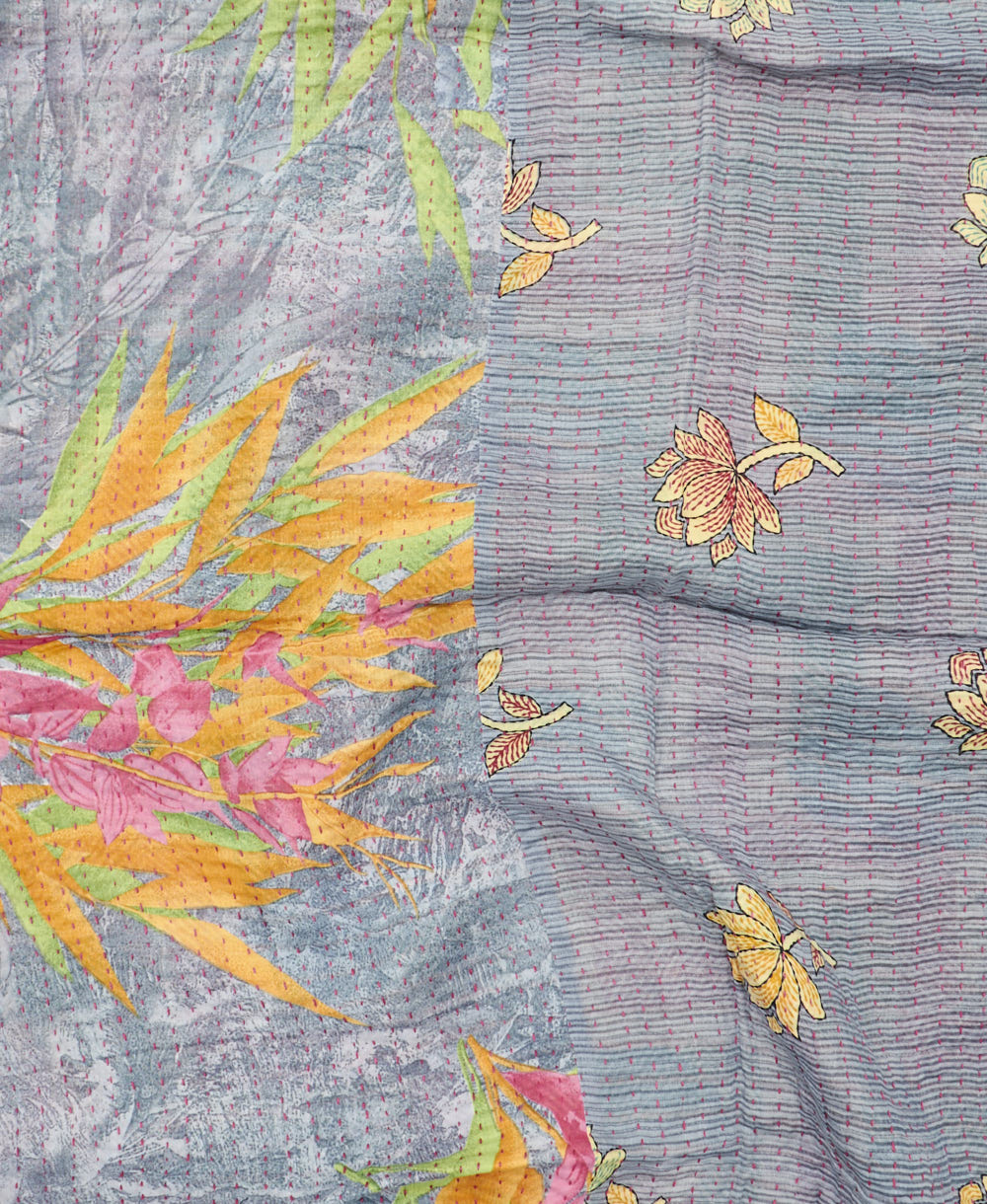 kantha blanket with kantha stitching