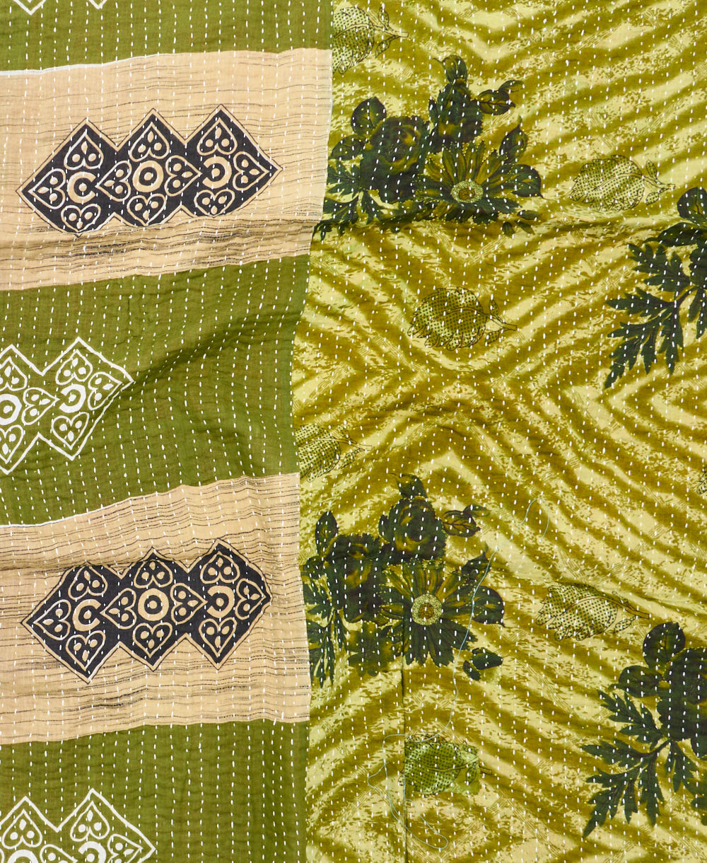 kantha blanket with kantha stitching