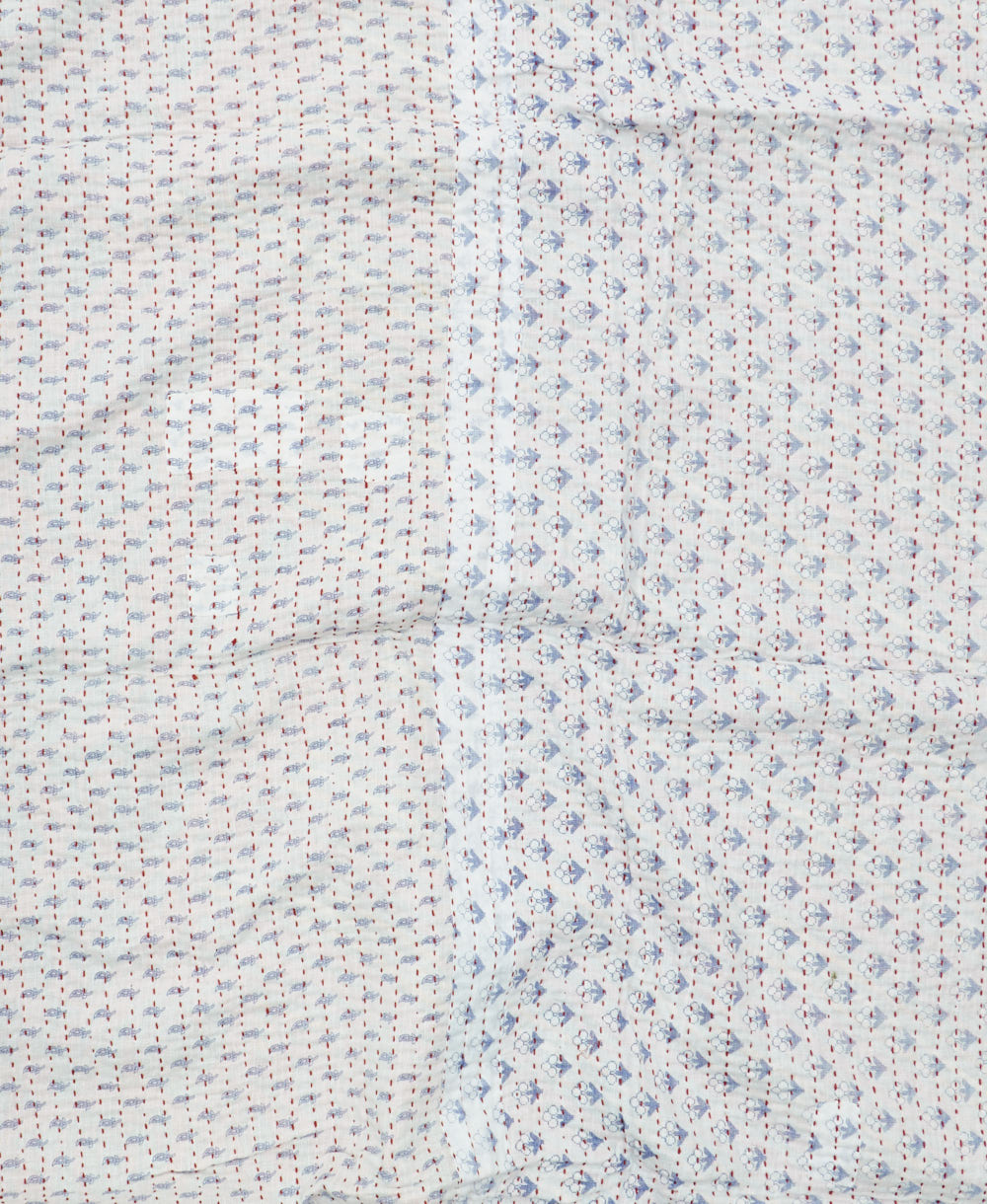 kantha blanket with kantha stitching