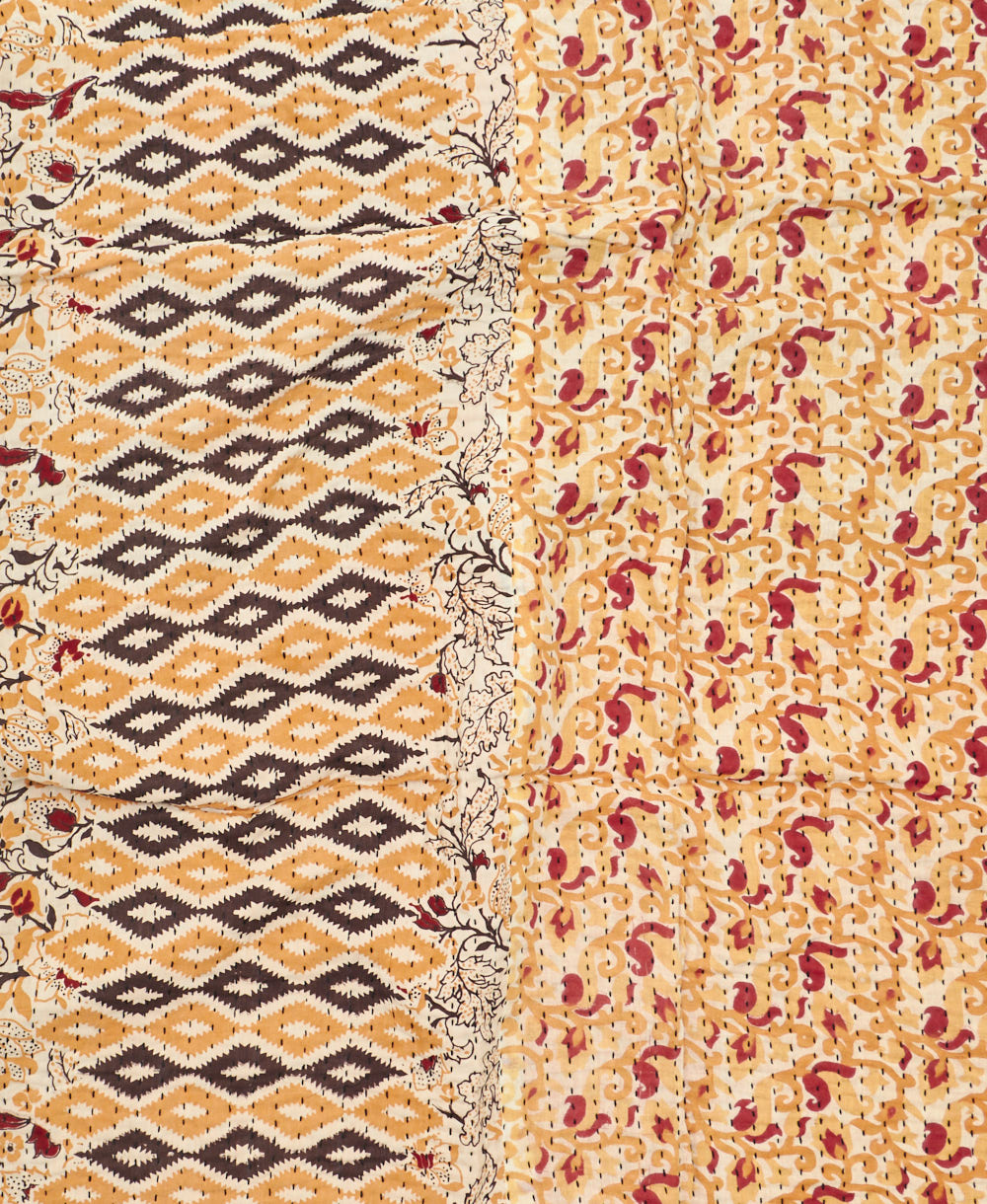 kantha blanket with kantha stitching