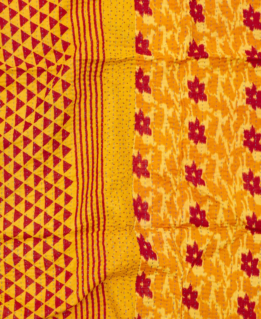 kantha blanket with kantha stitching