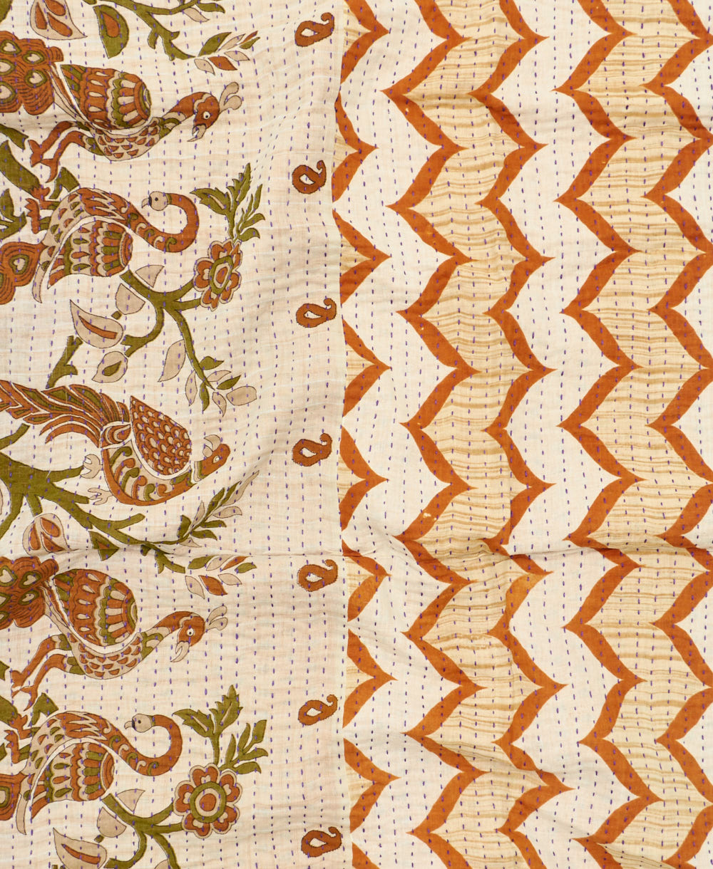 kantha blanket with kantha stitching