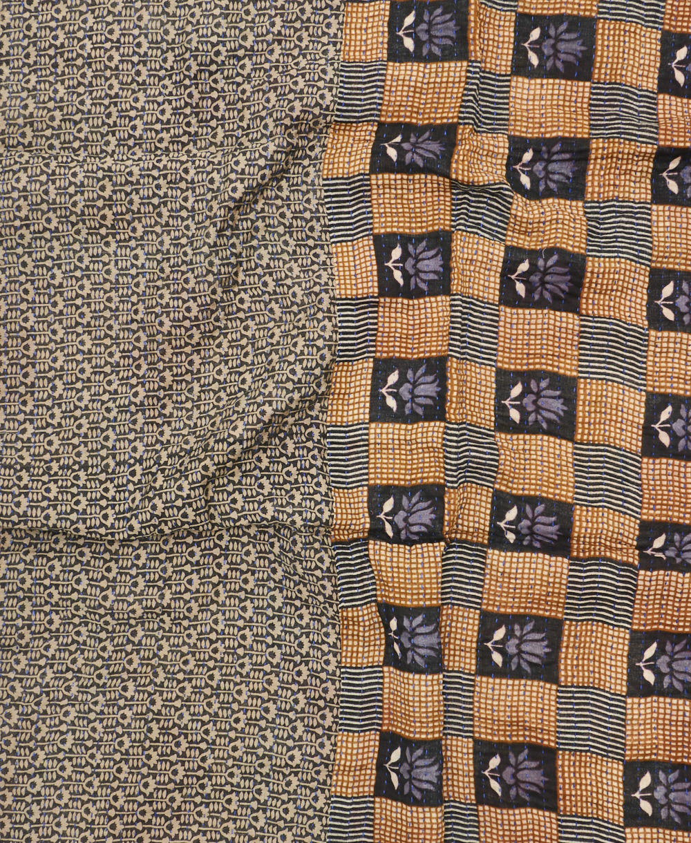 kantha blanket with kantha stitching