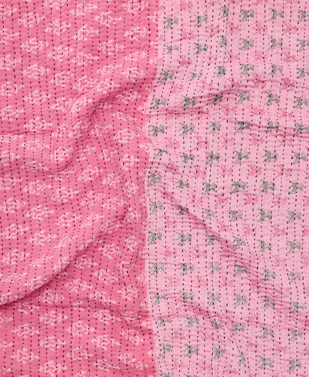 kantha blanket with kantha stitching