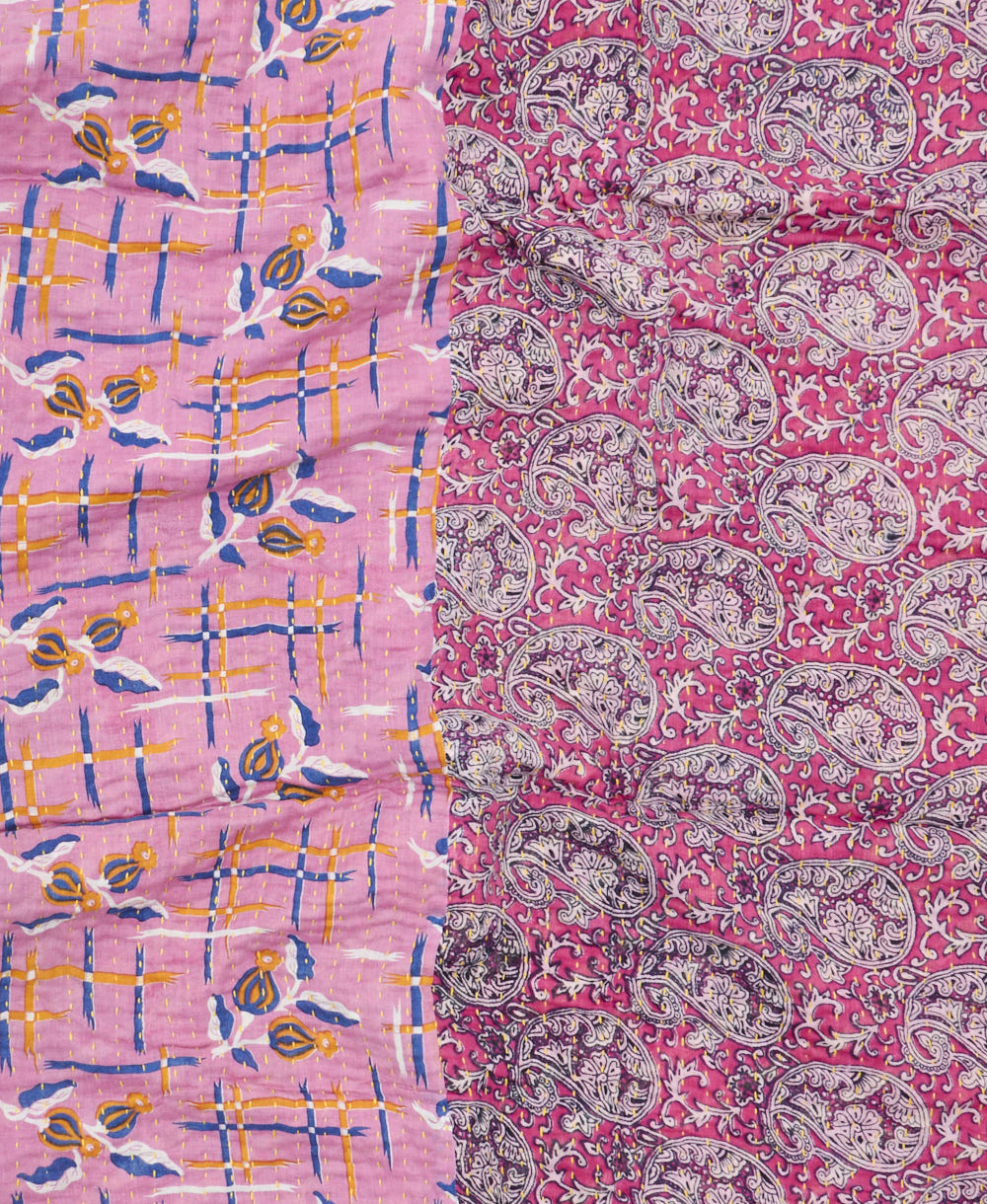 kantha blanket with kantha stitching