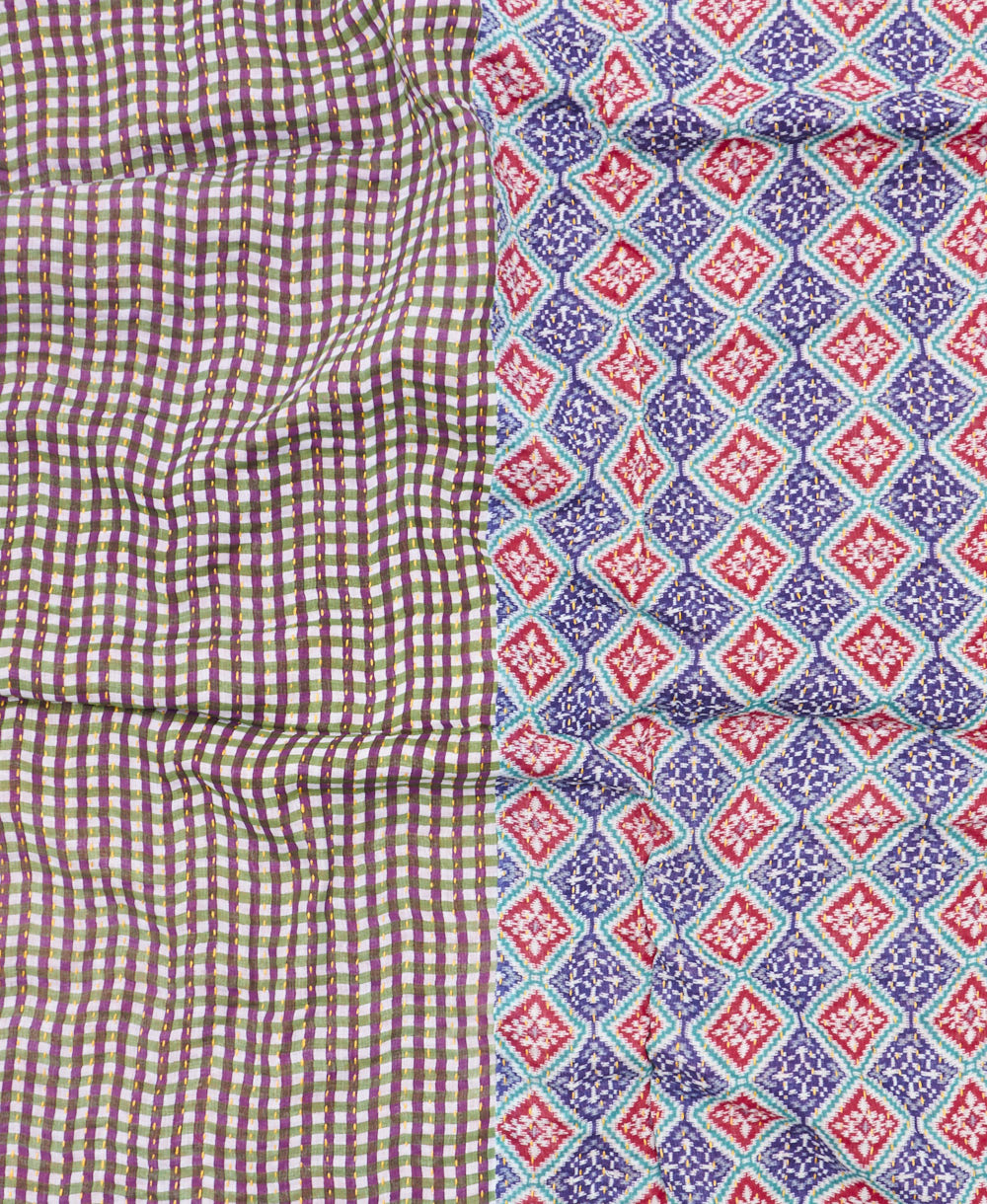 kantha blanket with kantha stitching