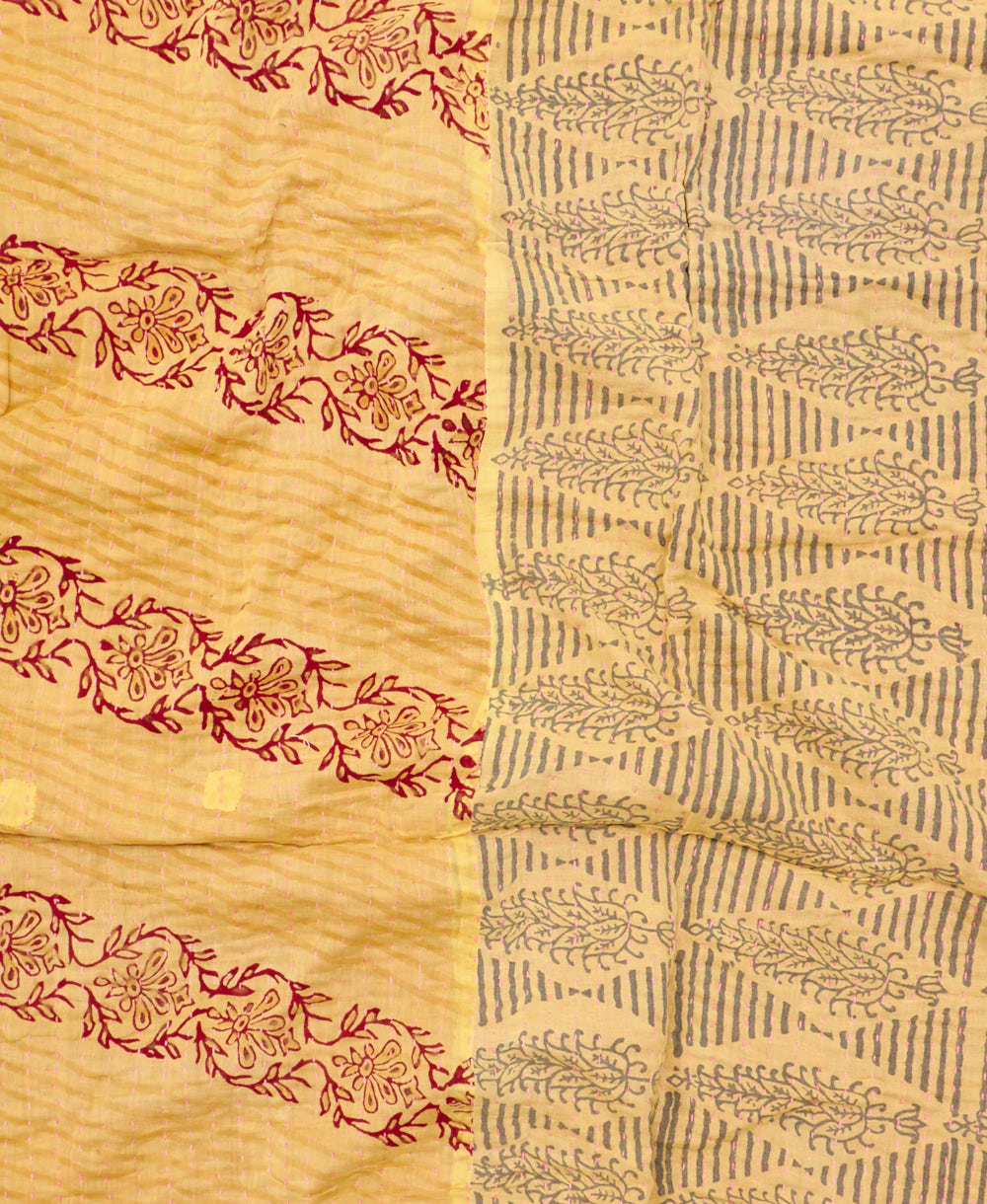 kantha blanket with kantha stitching