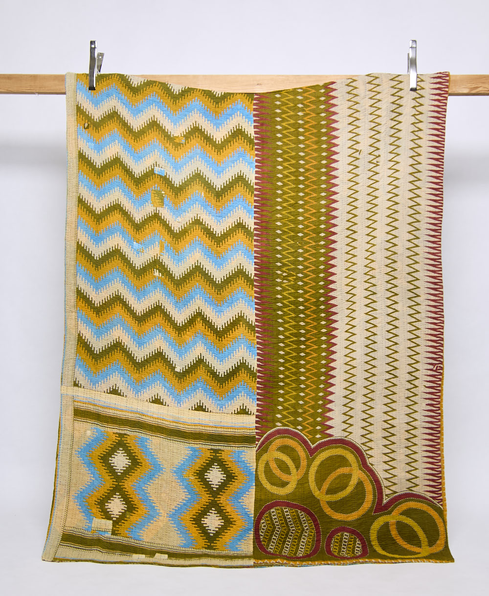 twin kantha quilt handmade in India