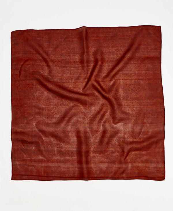 Red paisley  vintage silk square scarf handmade by women artisans using upcycled saris