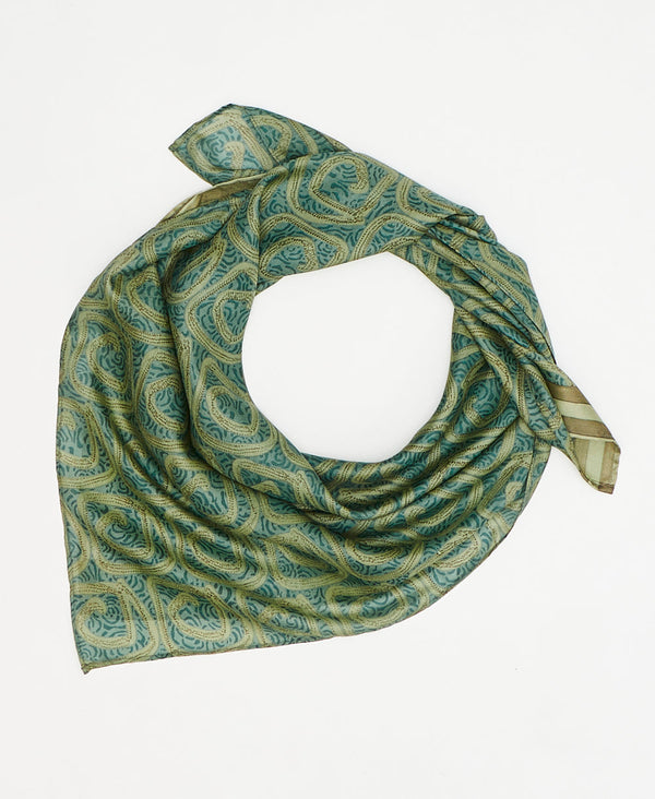 vintage silk square scarf featuring modern abstract print  created using sustainably sourced saris