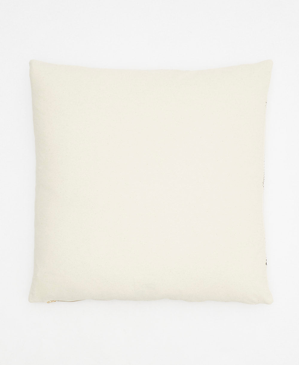 natural white back of array throw pillow made from 100% organic cotton in India by women artisans