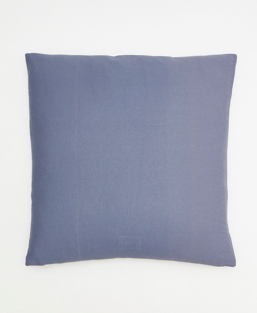 100% organic cotton throw pillow in slate blue handmade in India by women artisans